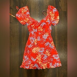 Lost + Wander Red Short Sleeve Floral Beach Sundress Size XS